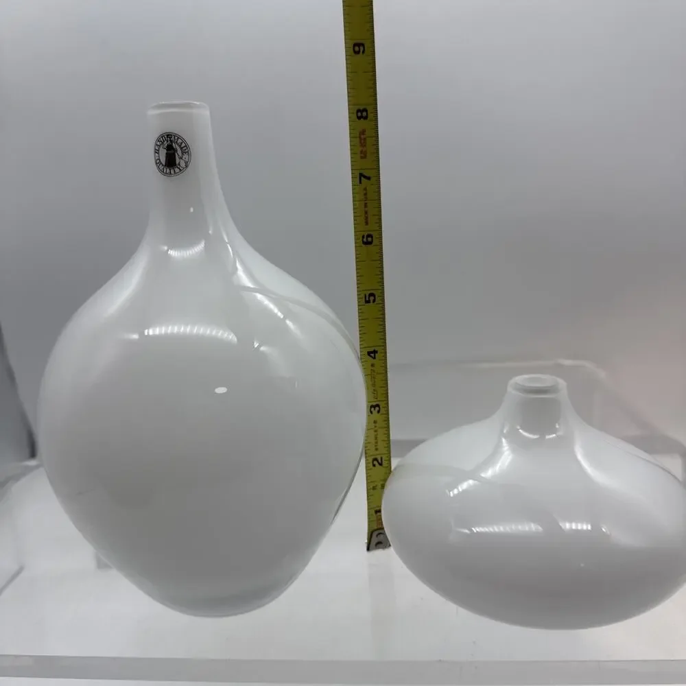 2 IKEA Modernist MCM White Salong Vase Glass Johanna Jelinek - Retired